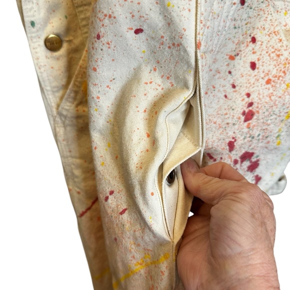 VTG customized Carhartt Overalls White‎ Carpenter Painter button fly bibs - Picture 8 of 12